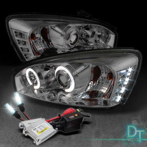 6000k slim xenon hid kit+smoke 04-07 chevy malibu/max halo projector headlights