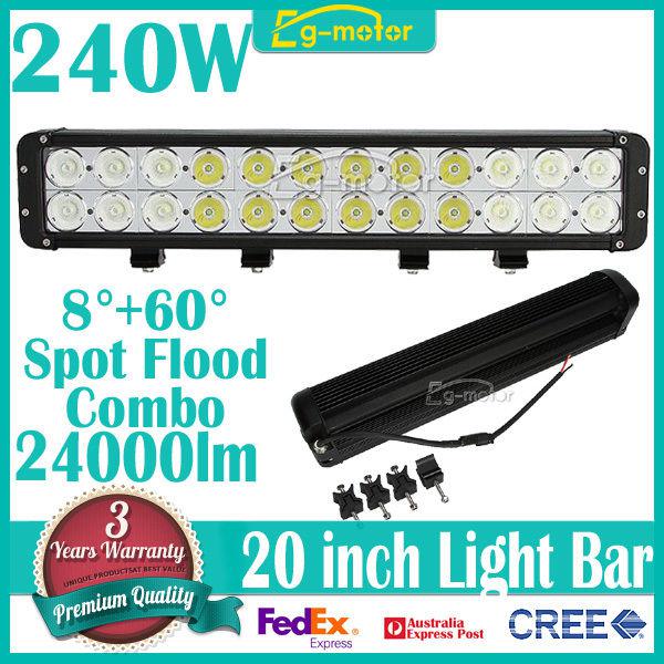 240w 20 inch cree spot flood combo beam light bar trailer off-road 4wd car truck