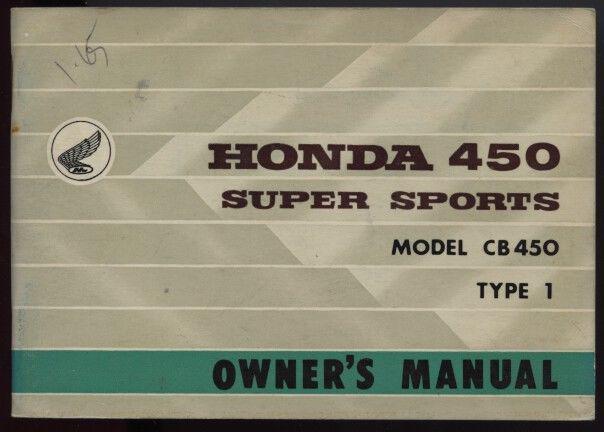 1965 honda 450 cb450 type 1 owner's manual