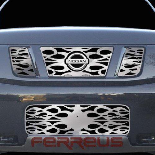 Nissan titan 08-12 horizontal flame polished stainless truck grill add-on