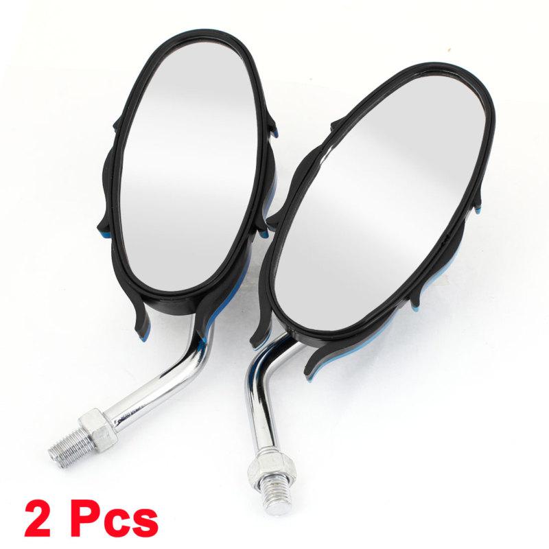 10.5cm x 5cm motorcycle rear view mirror black blue 2 pcs