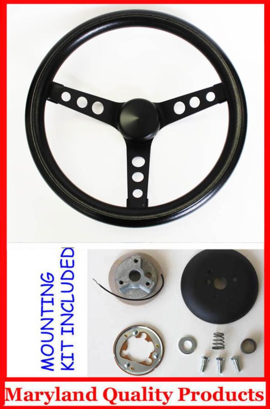 Nissan datsun grant black steering wheel 13 1/2" black spokes 13.5"