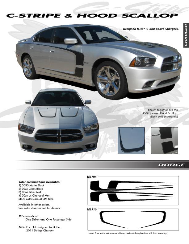 Dodge charger c stripe 3m vinyl graphics decals stripes emblems trim kit 2011+