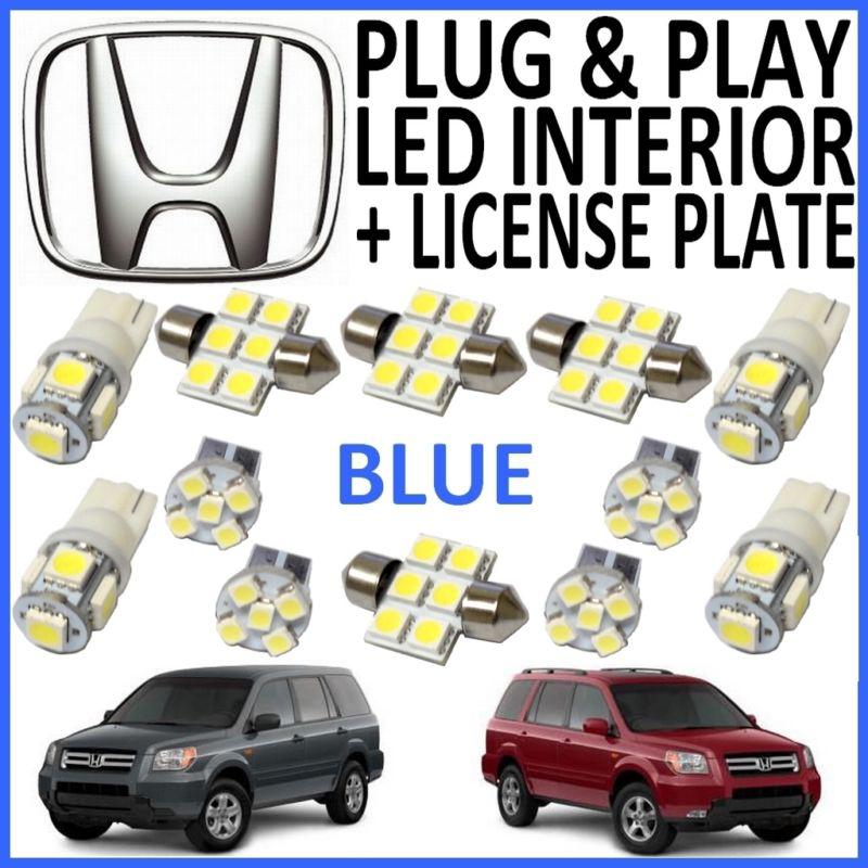 12 piece super blue led interior package kit + license plate tag lights hp2b