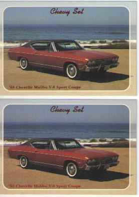 1968 chevy chevelle malibu baseball card sized cards - lot of 2 - must see !!