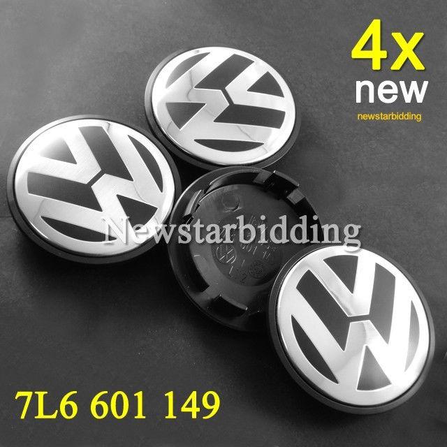 4x set vw 76mm emblem touareg 2004-2008 oem wheel center hub caps 7l6601149