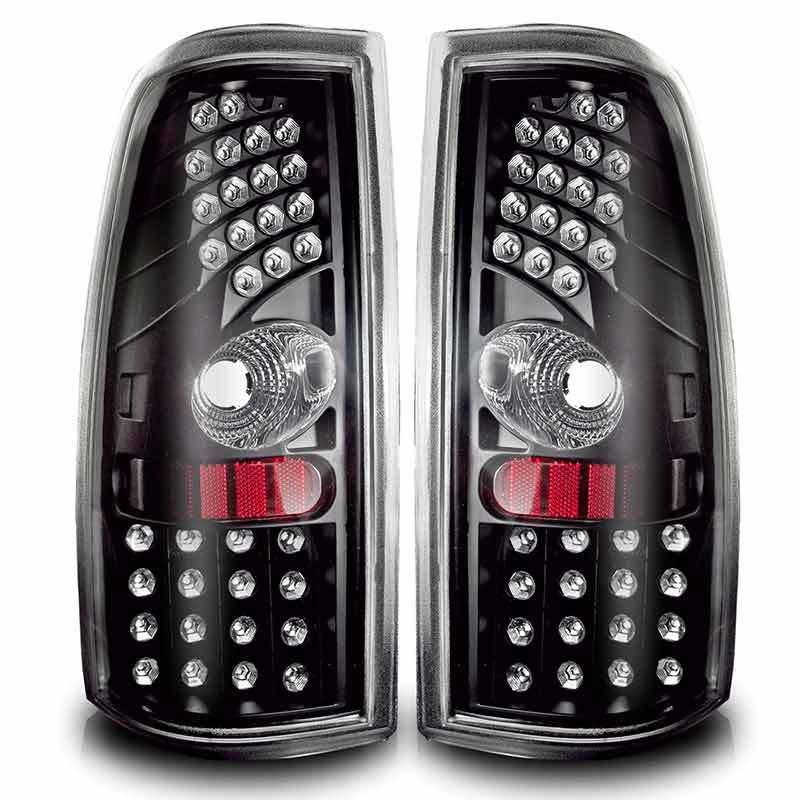 99 06 chevy silverado black housing led taillights / rear lamps pair