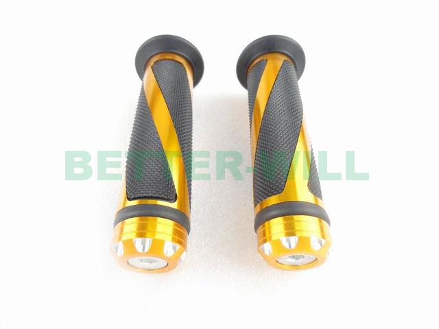 Golden universal cnc motorcycle handle bar end hand grips 7/8" aluminum rubber