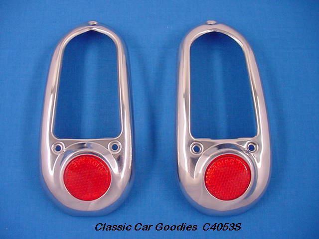 1949-1950 chevy tail lights bezels & reflectors (2) ss
