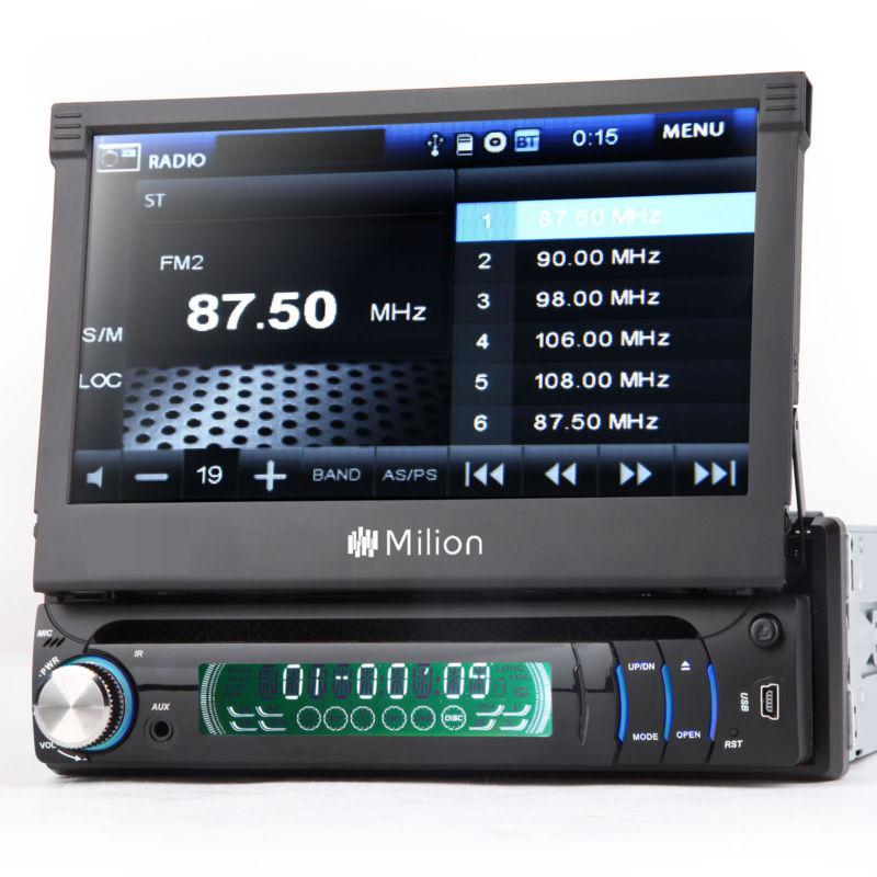 Single din detachable car dvd stereo radio player bluetooth ipod usb fm touch bt