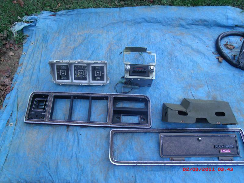1978/1979 ford truck instrument cluster, instr. bezel/radio/glove box & lid