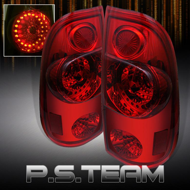 97-03 f150 99-07 f-series superduty pickup truck red lens led ring tail lights