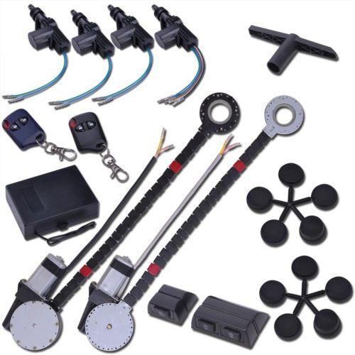 2 power roll up window & 4 door lock conversion kit keyless entry auto car truck