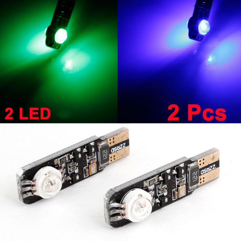 2pcs flashing colorful t10 2 smd led lamp error free canbus panel light for car