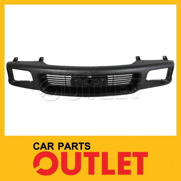 1994-1997 gmc sonoma sl front gray grille frame s.gloss black plastic ctr insert