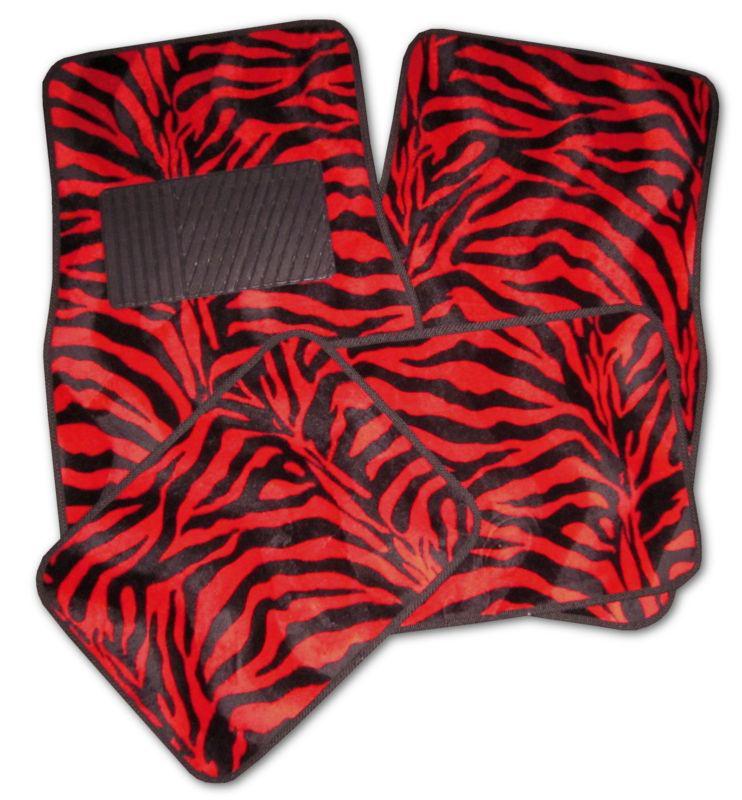 New red black zebra car truck auto interior floor mats set #1