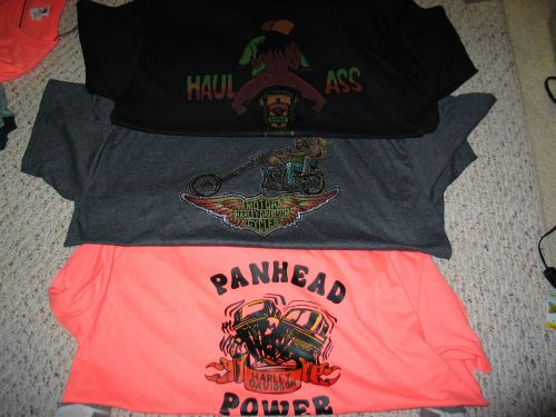 Lot of 3 vintage 1970&#039;s harley davidson motorcycle bike t shirt  xl