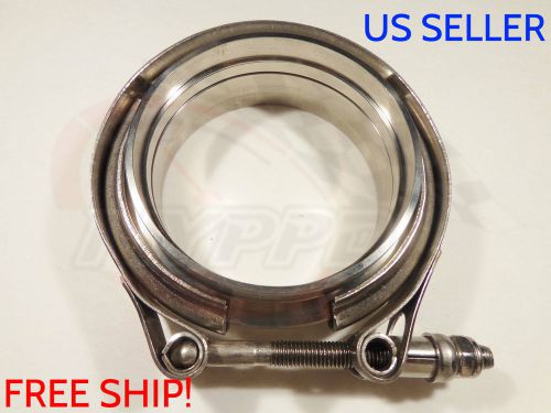 Nyppd complete 4.0&#034; aluminum v band  flange w/ ss 304 clamp turbo part 4 in