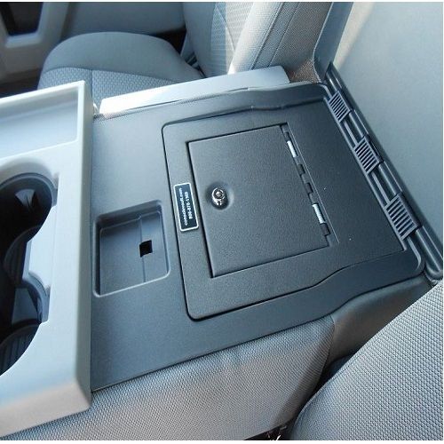 Console vault fold down arm rest gun safe for 15-16 ford f-150 barrel key lock