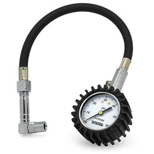 Tiretek flexi-pro tire pressure gauge, heavy duty car &amp; motorcycle - 60 psi