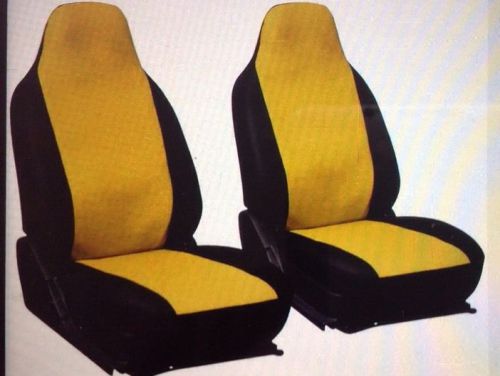 6pc yellow &amp; black pu faux leather complete seat cover set