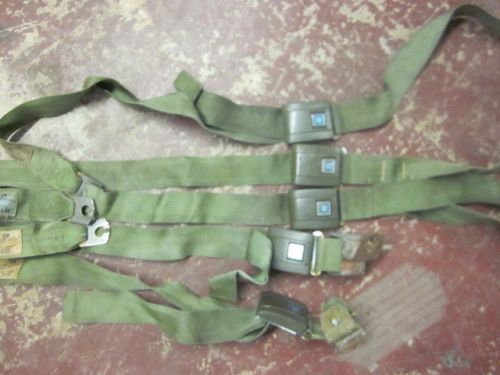 Original gm chevy 3-ft 2-sh seat belts standard green 67 68 69 70 71 72 af