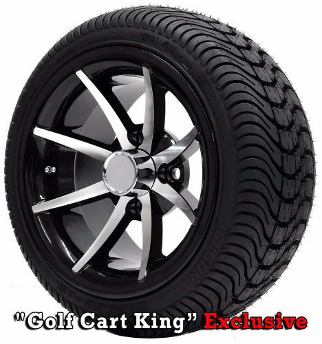 Golf cart 12&#034; mach/black &#034;classic&#034; wheels and 215/35-12 dot low profile tires