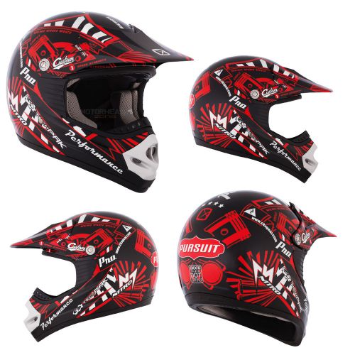 Mx helmet ckx tx-218 pursuit red/black large youth motocross offroad atv dot