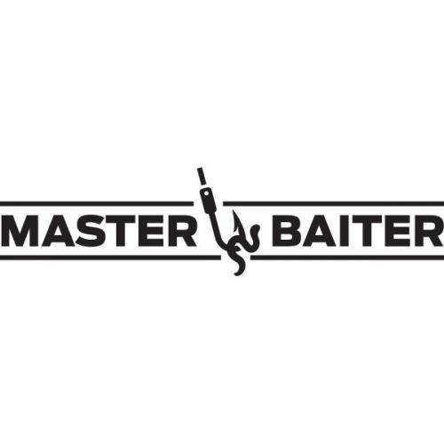 (2) 9&#034; master baiter logo decal sticker fishing bass boat tackle (choose color)