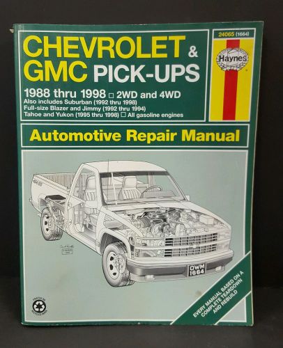 Haynes 1664 1988-1998 chevrolet and gmc pick ups automotive repair manual book