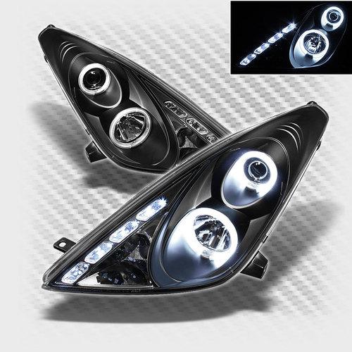 2000-2005 toyota celica twin halo led projector headlights black head lights set