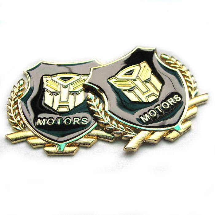 2 x golden metal transformers autobot  emblem badge decal car sticker 