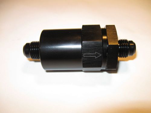 Fuel filter, inline cleanable element  08an an08 black anodized alum