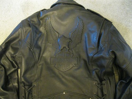 Vintage harley davidson raised embossed eagle classic cruiser jacket men&#039;s sz l