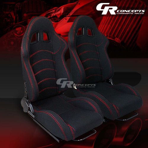 2 type-f1 fully reclinable sports racing seats+mounting slider rails left+right