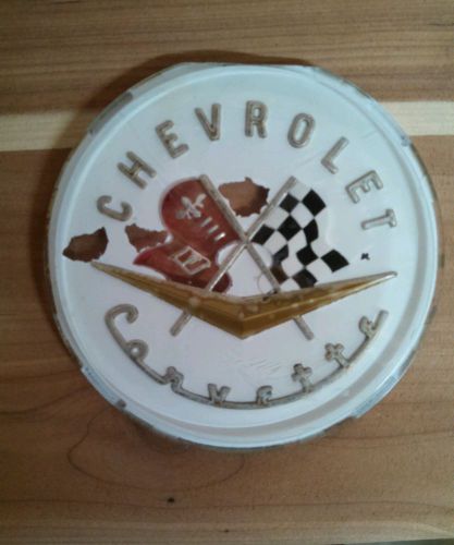 Vintage antique chevrolet corvette hood or trunk emblem.