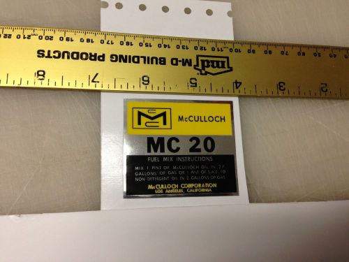 Mcculloch kart shroud decal mc20 mc-20