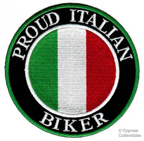 Proud italian biker iron-on patch italy flag motorcycle embroidered toppa italia