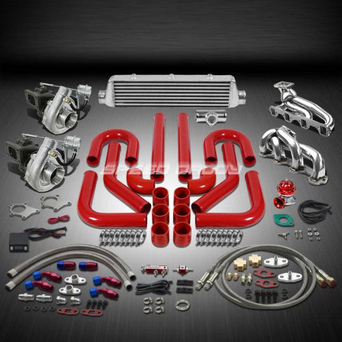 T04 .63ar 500+hp 15pc twin turbo charger+manifold+intercooler kit for mustang