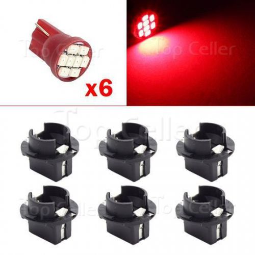 6x t10 pc194 twist lock wedge instrument panel light bulb socket red for bmw