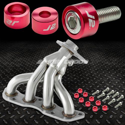 J2 for 06-08 fit l15 exhaust manifold 4-1 race header+red washer cup bolts