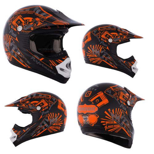 Mx helmet ckx tx-218 pursuit orange/black large youth motocross offroad atv dot