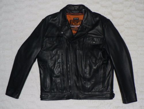 Mint men&#039; milwaukee midweight black leather classic motorcycle jacket size xl