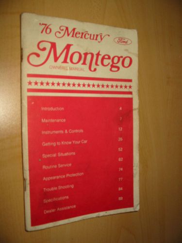 Owners manual for 1976 mercury montego...original...good condition