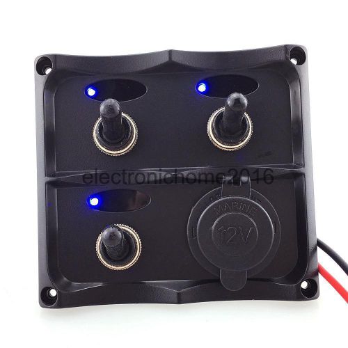 3 gang toggle &amp; cig power socket waterproof marine/boat toggle switch panel