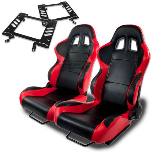 Type-4 racing seat black red pvc+silder/rail+for 79-98 ford mustang bracket x2