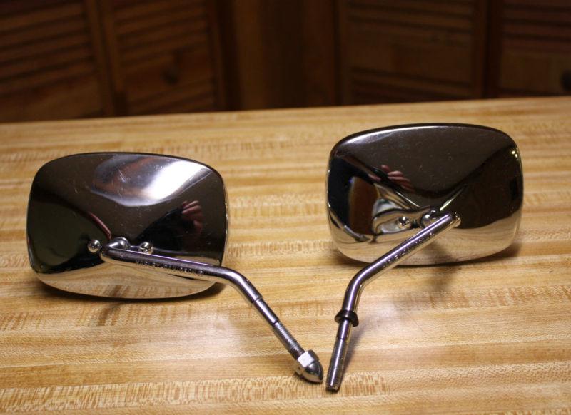 Genuine oem pair harley davidson chrome short stem handlebar mirrors