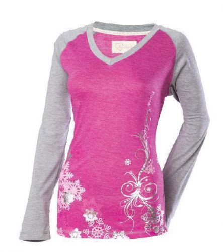 Divas snowgear raglan long-sleeve v-neck womens t-shirt pink small sm 97373