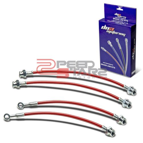 For 02-10 bmw 5/6/7-series red pvc stainless hose brake lines/cable front+rear