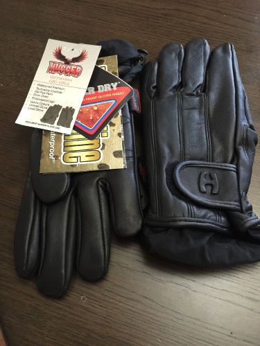 Hugger nwt black leather motorcycle lined gloves sz medium technaline gel pad